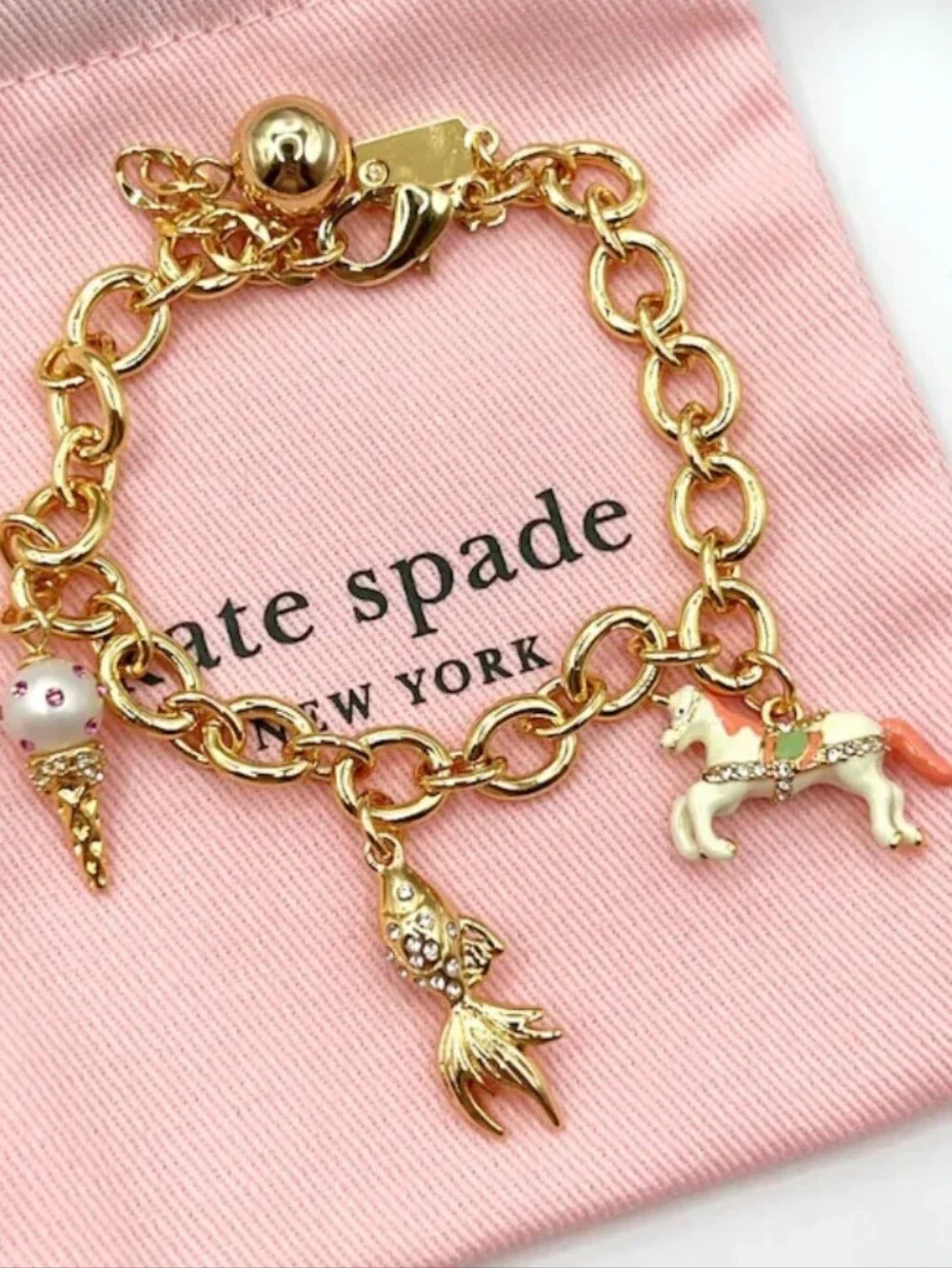 Kate Spade Carnival Unicorn Fish Ice Cream Charm Bracelet (Rare Piece) Nights - Picture 4 of 4